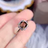 Кластерные кольца натуральный дымный кварцевый обручальный кольцо 925 Стерлинговое серебряное подушка 6x6 мм Женщины Gemstone For Gift