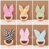 Party Favor Baby Tooth Slipning Toys Wood Bunny Ear Teether Colored Cotton Rabbit Ears Tinging Ring Soothers Teethers Toy T9I002310