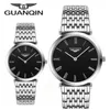 Montres-bracelets Couple Montre Ensemble GUANQIN Classique Ultra Mince Femmes De Luxe En Acier Inoxydable Étanche Quartz Hommes Montre-Bracelet Amoureux GiftWris