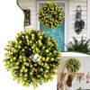 Dekorativa blommor Dörrkrans Summer Grapevine Heart Spring och ren gul simuleringsblomma som hänger hem