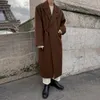 Men's Wool DIMI Woolen And Mixtures Coat Autumn Winter Mid Long Thickened Korean Trend Loose Overcoat Male Bandage Waist