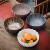 Bowls Japanese Retro Dish Plate Ceramic Large Fruit Bowl Tableware Dishes Household Salad Kiln Deep Lotus Dinnerware