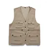 Hommes gilets 2023 hommes Gilet veste Pographer gilet maille travail sans manches multi-poches manteau printemps été mâle bouton Gilet hauts