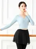 Stage Wear Solid Color Woman Costumes Kostuumt tops met lange mouwen turnard dance dance carnaval dames jas chiffon top bandage girls