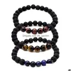 Gioielli di design con perline Moda 8Mm Occhio di tigre Ciondoli in pietra naturale Braccialetti di lava Chakra Nce Yoga Bracciale con perline Stretch Drop Dhgarden Dhyat