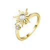 Sunflower Fidget Finger Ring Adjustable Anxiety Rotating Rings For Women Rhinestones Jewelry