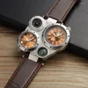 Avanadores de pulso Oulm Male assista homens Men decorados Termômetro Compass exclusivo Designer Sport Watches Mens Dois Punto do Filho do Tempo 2023WristWatchesw