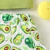 Clothing Sets Baby Girls Shorts Set Straps Camisole with Elastic Waist Avocado Print Shorts