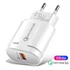 Caricabatterie rapido da 18 W 3A QC3.0 Adattatore per caricabatterie da muro a ricarica rapida USB Spina UE per iPhone Caricabatterie per smartphone Samsung Xiaomi LG