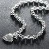 Correntes de alta qualidade 925 Sterling Silver Heart Shape Chain Charcle for Women Wedding noivado Jóias Fashion Party Gift Wholesale