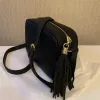 Nya designer kvinnor handväskor mjukt läder crossbody sooho disco axel väska fransade messenger väskor handväska plånbok 22 cm