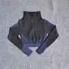 Aktywne koszule Zipper Sports Rajstopy bezproblemowe Szybkie rraining Running Jogę Belly Button Sport T-shirt Treeut Tops Women Sport Teleremon