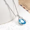 Hänge halsband Cocom mode kvinnors söta härliga hängen blå vatten droppa österrikiska kristallsmycken gåva Colar feminino för vänner
