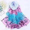 Шарф дизайн шифон пляжный шарф для женщин мусульманский хиджаб садовые розы цветочный принт Бандана Джорджет Длинный Шаль высокий качество
