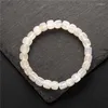 Moda de fios Branco Agates Bracelet Hematite Square redonda de 6 a 8 mm de miçangas esticadas de charme da coroa CROW