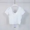 Lulus-Camiseta deportiva de manga corta para mujer, Top corto ajustado Sexy con cuello en V y espalda en U, FitnessH5