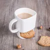 250ML Ceramic Mug White Coffee Tea Biscuits Milk Dessert Cup Tea Cup Side Cookie Pockets Holder For Home Office dh8854