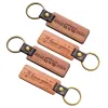 Porte-clés en cuir personnalisé pendentif sculpture sur bois de hêtre porte-clés décoration de bagages porte-clés bricolage Thanksgiving cadeaux de vacances