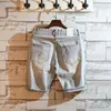 Men's Jeans 2023 Men's Denim Nickel Pants Summer Tide Brand Retro Light Color Nostalgia Ripped Slim Short Korean