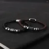 Braccialetti con ciondoli Punk Uomo Nero Marrone Pelle di vacchetta Tubo in acciaio inossidabile Fibbia magnetica Polsino Gioielli da polso