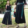 Etniska kläder 2023 Kvinnor Vintage Pants National Flower Brodery Chinese Harajuku Satin Jacquard Trousers Bloomers Wide Leg Pantalones