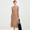 Casual Dresses T-oteme Boat Neck Flare Sleeve Midi Dress Pleated A-line Dress for Women