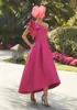 Sukienki imprezowe klasyczne wysokie niskie suknie balowe na jedno ramionowe bal z kieszeniami A-line różowy satynowy satynowy