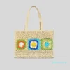 Evening Bags Bohemian Granny Square Large Straw Tote Bag Casual Paper Woven Women Shoulder Handmade Summer Beach Handbags Big Bali Purse