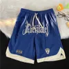 Shorts bordados de verão masculino de trimestre americano da moda insportada de esportes soltos fãs grandes de basquete de basquete