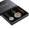 Montres de poche Franc-maçonnerie Chrome Carré Et Boussole Quartz Maçonnique Thème Taille Chaîne Pendentif Montre Cadeaux Ensembles Boîte Pour HommesPocket