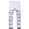 Jeans da uomo Sprin Summer Slim Leg Pants Stretch Knee Zipper Denim White Hole Nightclub Fashion Hip Hop Pantaloni casual 230517