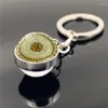 Keychains wg 1pc steampunk relógio PO Keychain Time de chaveiro Gem Cabochon Glass Ball Pinging Metal Jewelry for Women