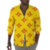 Chemises décontractées pour hommes Vintage céleste soleil chemise hommes jaune magique lune étoiles automne Streetwear Blouses à manches longues lâche surdimensionné hauts