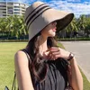 Breda brimhattar Bucket Fashion Summer Sunhat For Women Outdoor Anti UV Vinyl Cap Beach Big Sunscreen Bonnet Empty Top Sun Protection Fisherman Hat 230517