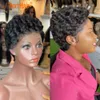 180 دجاجة شقراء تسليط الضوء على ملونة قصيرة مجعد الشعر البشر البسكاني 13x4 HD الدانتيل الجبهي Pixie Cut Bob Bobs Brazilian Hairline Hairline