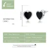 Stud Bamoer äkta 925 Sterling Silver Black Agate Heart Studörhängen för kvinnor och män Punk smycken 2020 Brincos SCE915 Z0517