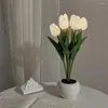 Tafellampen simulatie tulpen el slaapkamer lamp tulpen kunstmatige bloemen woonkamer tuin huis huisdecor led nacht licht 2023 bed naast