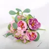 Fiori decorativi 5 teste Fiore artificiale Peonia Tea Rose Autunno Seta Fai da te Soggiorno Giardino domestico Decorazione di nozze