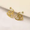 18K Gold Plated Luxury Designers Letter Earring Stud Famous Women Elegant Style Heart-Shape Earring Wedding Party Jewerlry Accessory High Quality 20style