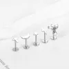 Stud 1PC White Zircon Cross Bee Earring for Women Titanium Piercing Stud Earring Moon Star Labret Lip Piercing Body Jewelry Z0517