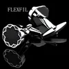 FLEXFIL Round Lotus Jewelry Camicia francese Moda Gemelli per gemelli da uomo Bottoni Nero Alta qualità Spedizione gratuita