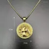 Pendant Necklaces Hip Hop Horse Head Round Gold Color Pendants For Women Men 316L Stainless Steel Jewelry