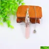 Charms Natural Stone Pendum Zhexagonaal prisma -vormige hanglinkketen voor Divination Crystal Jewelry Charm Amet Healing Drop Dhgarden Dhnx6