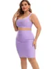 Dresses Bandage Dress Sets Plus Size 2022 New Sexy Sleeveless Crop Top Mini Skirt Outfit Summer Women Purple Bodycon Party Two Piece Set