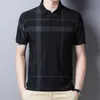 Polos męski ymwmhu w stylu koreański koszulka polo dla mężczyzn krótkie rękaw Slim Fit Summer Shirt Streetwear Men Polo Shirt Plaid Clothing 230518