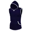 Men's Tank Tops Hooded Top V-Neck Sleeveless Solid Color With Pocket Summer Slim Fit Polyester Men Vest For Clothing