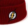 Czapki czapki/czaszki czapki zimowe czapki czapki czapka flash bohater Barry Allen Haft dzianinowy kapelusz zimowy czapka hip-hopowa unisex nastolatka czapki J230518