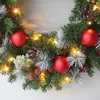 새로운 30cm LED 크리스마스 화환 인공 피네콘 레드 베리 갈랜드 매달려있는 장신구 정문 벽 장식 크리스마스 나무 화환