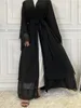 Etnische kleding Chaomeng Ramadan Chiffon Open Abaya Dubai Turkije Kaftan Moslim voor vrouwen kimono bescheiden gewaad femme caftan marocain islam kleding 230517