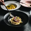 Pratos nórdicos tigela de palha de palha prato de macarrão ocidental cerâmica sopa profunda espaguete ufo jantar house house